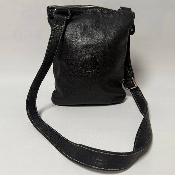 Vintage Roots Venetian Tribe Black Soft Leather Crossbody Purse – Made in Canada - Picture 4 of 9